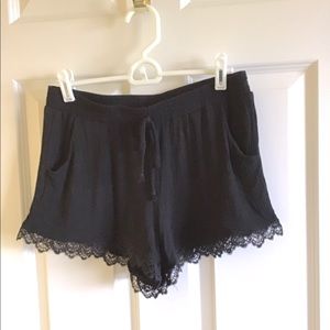 Laced trimmed black shorts